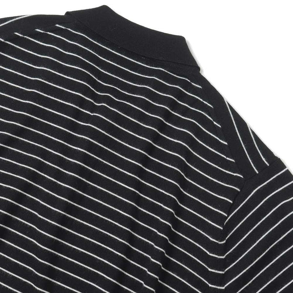 【FARAH|ファーラー】HIGH GAUGE STRIPED POLO SHIRT/ハイゲージストライプド ポロシャツ(BLACK)