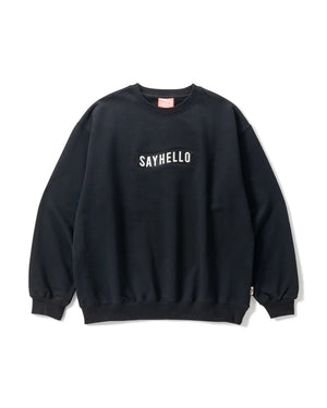 【SAYHELLO|セイハロー】BASIC LOGO PATCH CREW/ベーシックロゴパッチクルー(BLACK) - STREAM【SAYHELLO|セイハロー】BASIC LOGO PATCH CREW/ベーシックロゴパッチクルー(BLACK)STREAMM