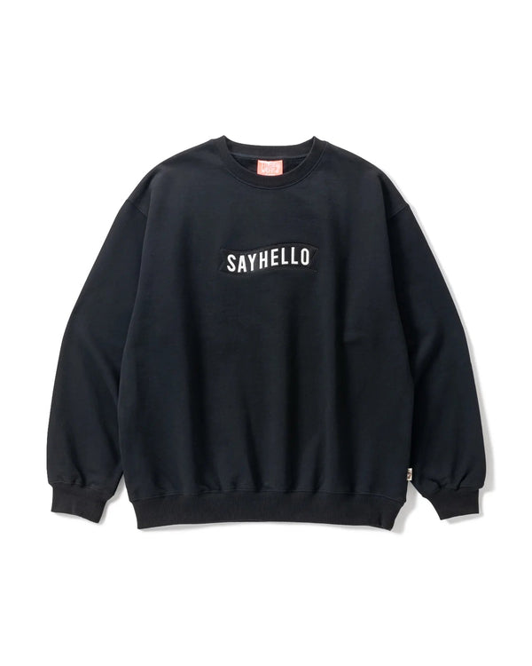 【SAYHELLO|セイハロー】BASIC LOGO PATCH CREW/ベーシックロゴパッチクルー(BLACK) - STREAM【SAYHELLO|セイハロー】BASIC LOGO PATCH CREW/ベーシックロゴパッチクルー(BLACK)STREAMM