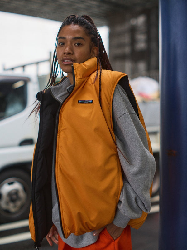 【SEDAN ALL - PURPOSE | セダンオールパーパス】REVERSIBLE DOWN VEST/リバーシブルダウンベスト(BLACK×MANGO) - STREAM【SEDAN ALL - PURPOSE | セダンオールパーパス】REVERSIBLE DOWN VEST/リバーシブルダウンベスト(BLACK×MANGO)STREAMM