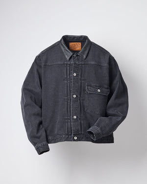 【SEDAN ALL-PURPOSE|セダンオールパーパス】LEATHER COLLAR DENIM JACKET/レザーカラーデニムジャケット(BLACK)