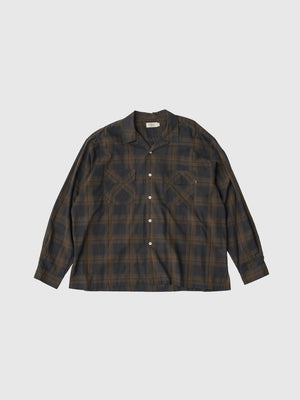 【SEDAN ALL - PURPOSE|セダンオールパーパス】MADRAS PLAID OPEN COLLAR SHIRT/マドラスプレイド オープンカラーシャツ(BLACK/OLIVE) - STREAM【SEDAN ALL - PURPOSE|セダンオールパーパス】MADRAS PLAID OPEN COLLAR SHIRT/マドラスプレイド オープンカラーシャツ(BLACK/OLIVE)STREAMM