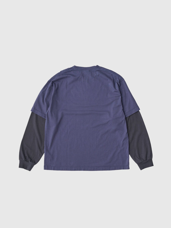 【SEDAN ALL - PURPOSE|セダンオールパーパス】OVAL LOGO LAYERED TEE/オーバルロゴレイヤードL/S Tシャツ(NAVY/CHARCOAL) - STREAM【SEDAN ALL - PURPOSE|セダンオールパーパス】OVAL LOGO LAYERED TEE/オーバルロゴレイヤードL/S Tシャツ(NAVY/CHARCOAL)STREAMM