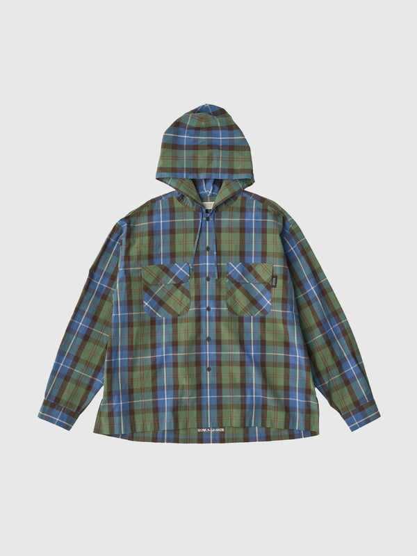 【SEDAN ALL - PURPOSE|セダンオールパーパス】PLAID HOODED SHIRT/プラッドフーデットシャツ(BLUE GREEN) - STREAM【SEDAN ALL - PURPOSE|セダンオールパーパス】PLAID HOODED SHIRT/プラッドフーデットシャツ(BLUE GREEN)STREAMM