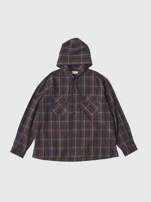 【SEDAN ALL - PURPOSE|セダンオールパーパス】PLAID HOODED SHIRT/プラッドフーデットシャツ(PURPLE BROWN) - STREAM【SEDAN ALL - PURPOSE|セダンオールパーパス】PLAID HOODED SHIRT/プラッドフーデットシャツ(PURPLE BROWN)STREAMM