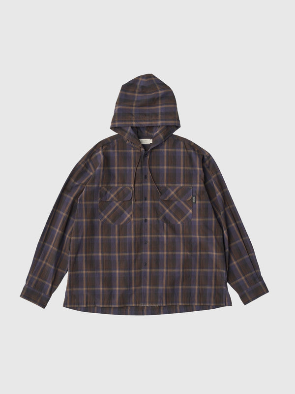 【SEDAN ALL - PURPOSE|セダンオールパーパス】PLAID HOODED SHIRT/プラッドフーデットシャツ(PURPLE BROWN) - STREAM【SEDAN ALL - PURPOSE|セダンオールパーパス】PLAID HOODED SHIRT/プラッドフーデットシャツ(PURPLE BROWN)STREAMM
