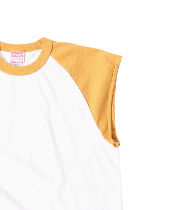 【WALLA WALLA SPORT|ワラワラスポーツ】FRENCH SLEEVE BASEBALL TOP/フレンチスリーブ ベースボールトップ(IVORY/BLACK , IVORY/MUSTARD)