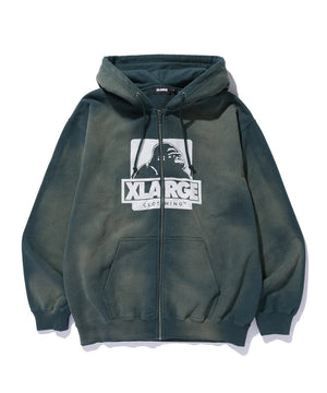 【X - LARGE|エクストララージ】DISCHARGE PRINTED OG ZIP HOODED SWEATSHIRT/ディスチャージプリンテッドOG ジップフーデッドスウェットシャツ(GREEN , BLACK) - STREAM【X - LARGE|エクストララージ】DISCHARGE PRINTED OG ZIP HOODED SWEATSHIRT/ディスチャージプリンテッドOG ジップフーデッドスウェットシャツ(GREEN , BLACK)STREAMGREENM