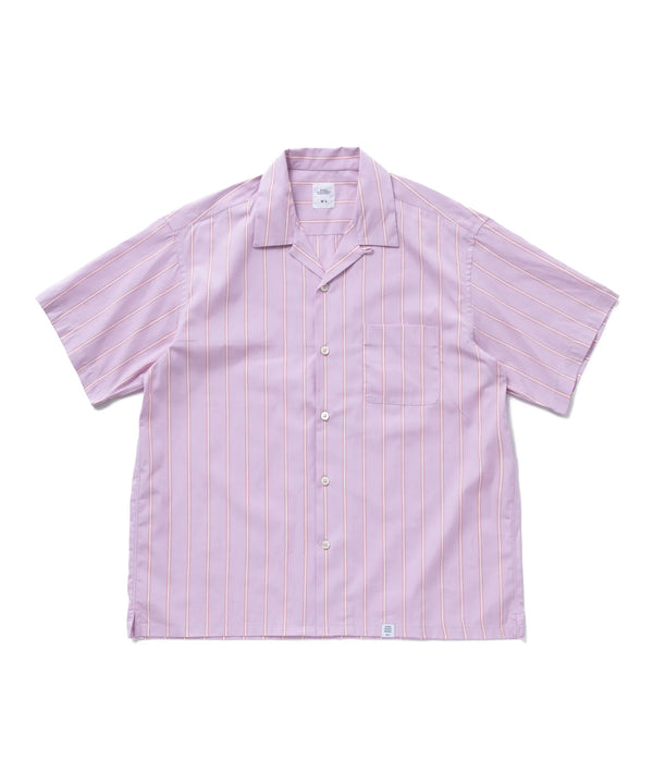 S/S OPEN COLLAR STRIPE SHIRT "POULTER"(PINK)